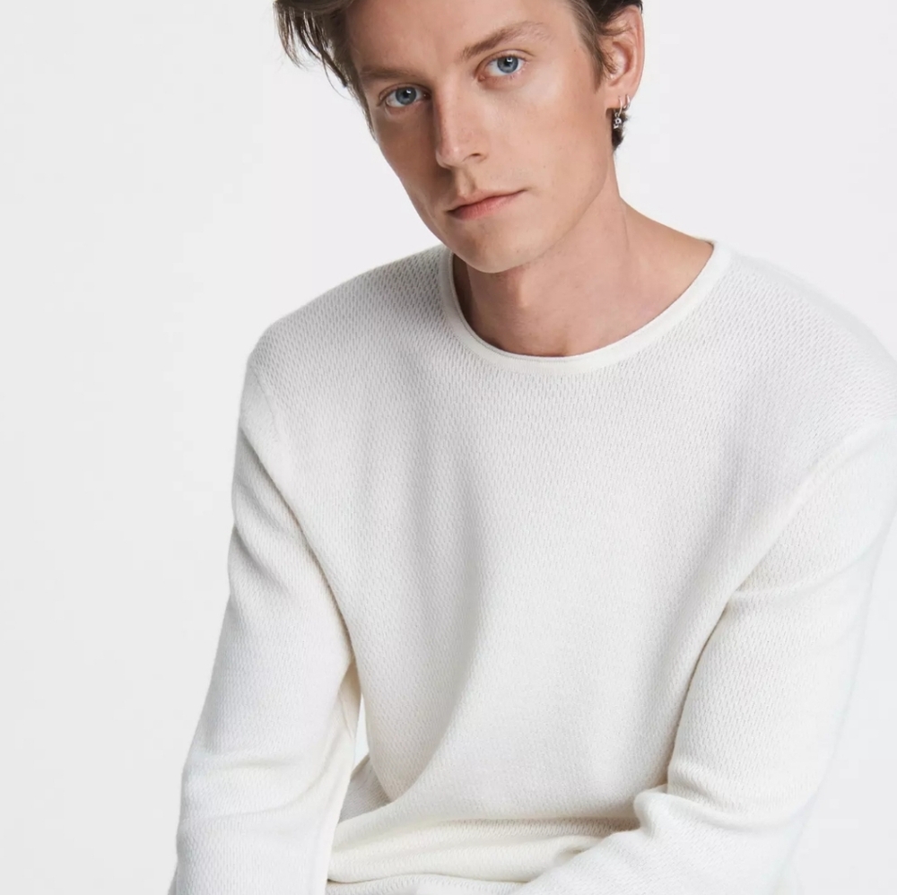 Rag & Bone Collin Wool Crew In Ivory
